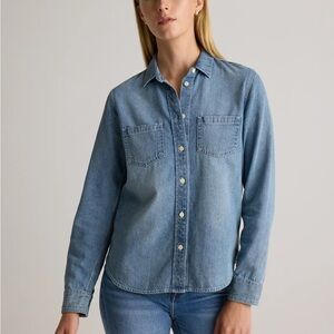 Quince || Distressed Denim Shirt M